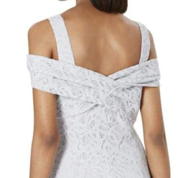 NWT $188 ON TAG Authentic Tahari ASL Cold-Shoulder Lace Gown 14 L Large 14W - Picture 3 of 4